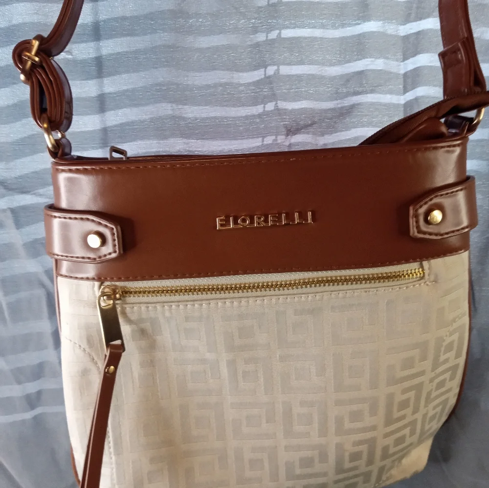 Florelli Lila Brown and Cream Crossbody Bag